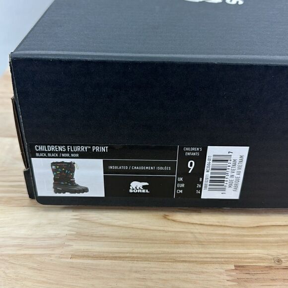 Sorel Childrens Flurry Snow Boot- Black, Print- Size 9- NIB - Picture 8 of 8